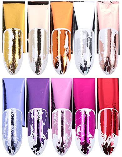 KTAABTR 14 Colors Metallic Nail Foil Transfer Stickers Nail Art Accessories Holographic Effect Nail Foils Supply Gold Silver Matte Transfer Foils Nail Decals for Women Girls Manicure Tips Decoration - Image 4