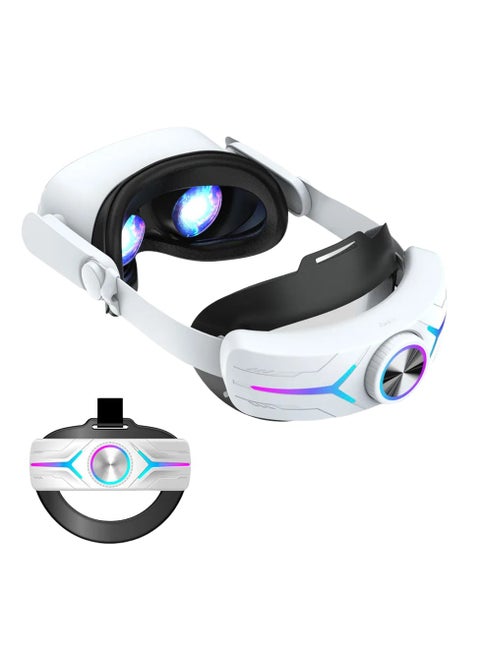 2in1 Charging Head Strap for Oculus Quest 2 Adjustable Alternative 8000mAh Head Strap For Oculus Quest 2 VR Accessories (White)