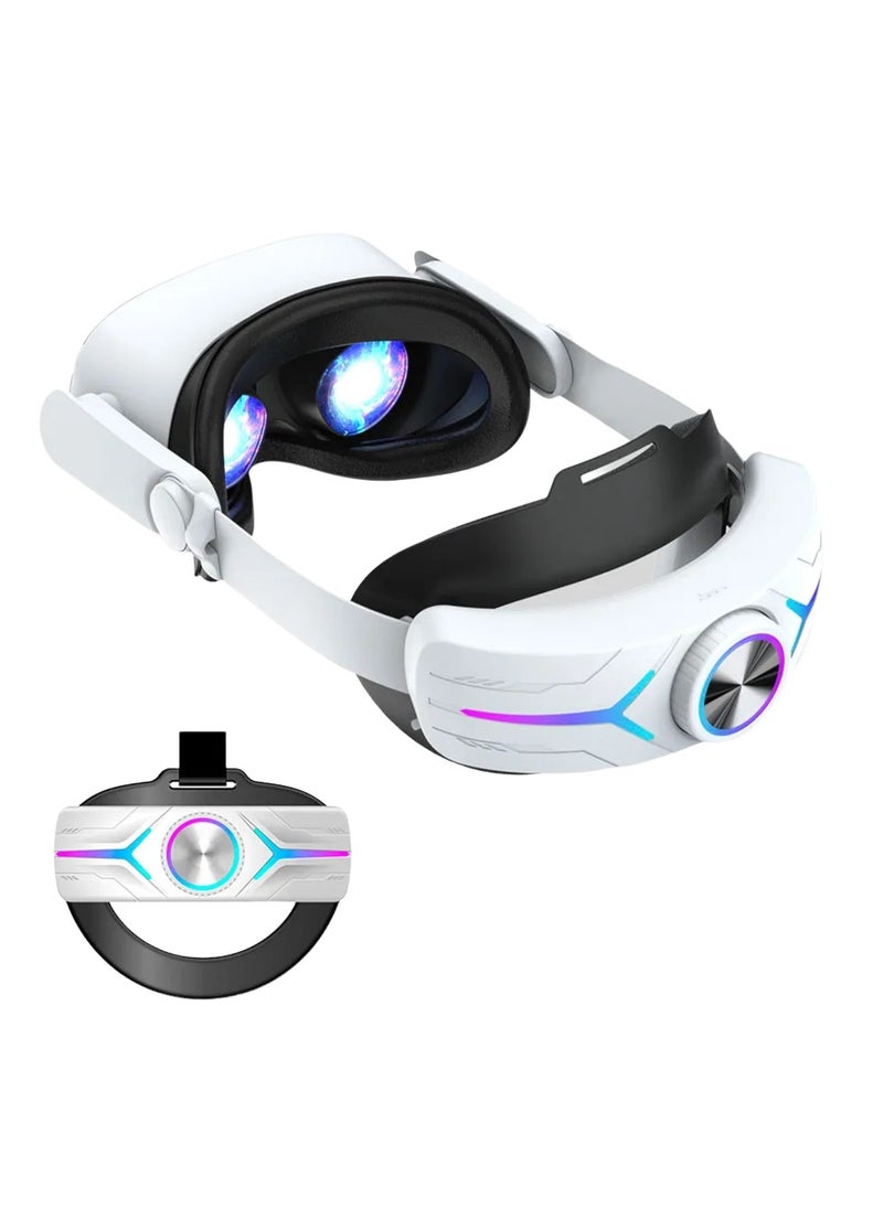 Generic 2in1 Charging Head Strap for Oculus Quest 2 Adjustable Alternative 8000mAh Head Strap For Oculus Quest 2 VR Accessories (White)  - Image 1