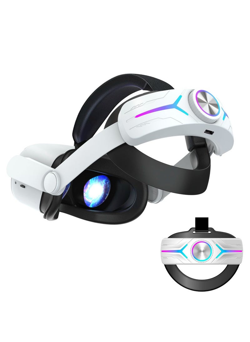 Generic 2in1 Charging Head Strap for Oculus Quest 2 Adjustable Alternative 8000mAh Head Strap For Oculus Quest 2 VR Accessories (White)  - Image 3