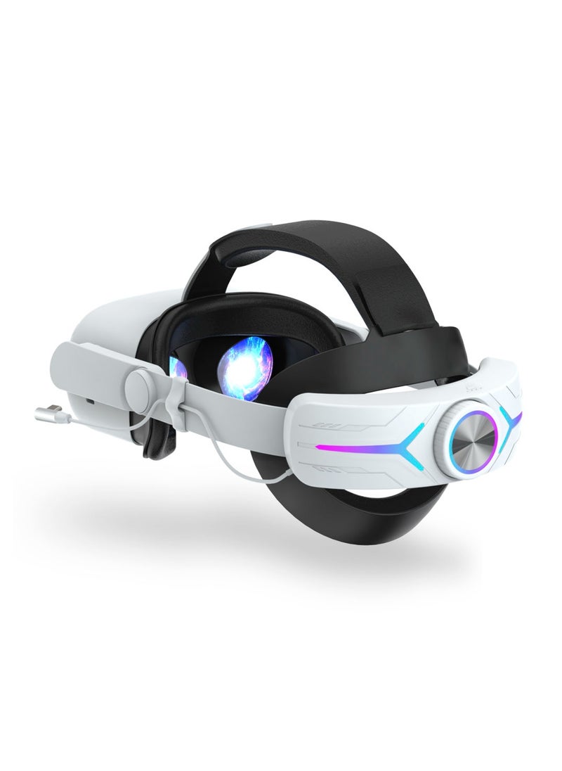 Generic 2in1 Charging Head Strap for Oculus Quest 2 Adjustable Alternative 8000mAh Head Strap For Oculus Quest 2 VR Accessories (White)  - Image 2