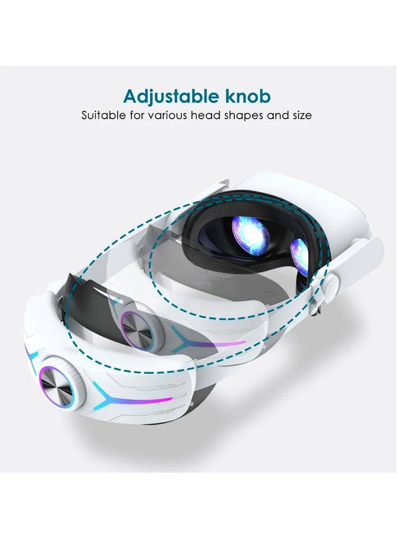 Generic 2in1 Charging Head Strap for Oculus Quest 2 Adjustable Alternative 8000mAh Head Strap For Oculus Quest 2 VR Accessories (White)  - Image 5