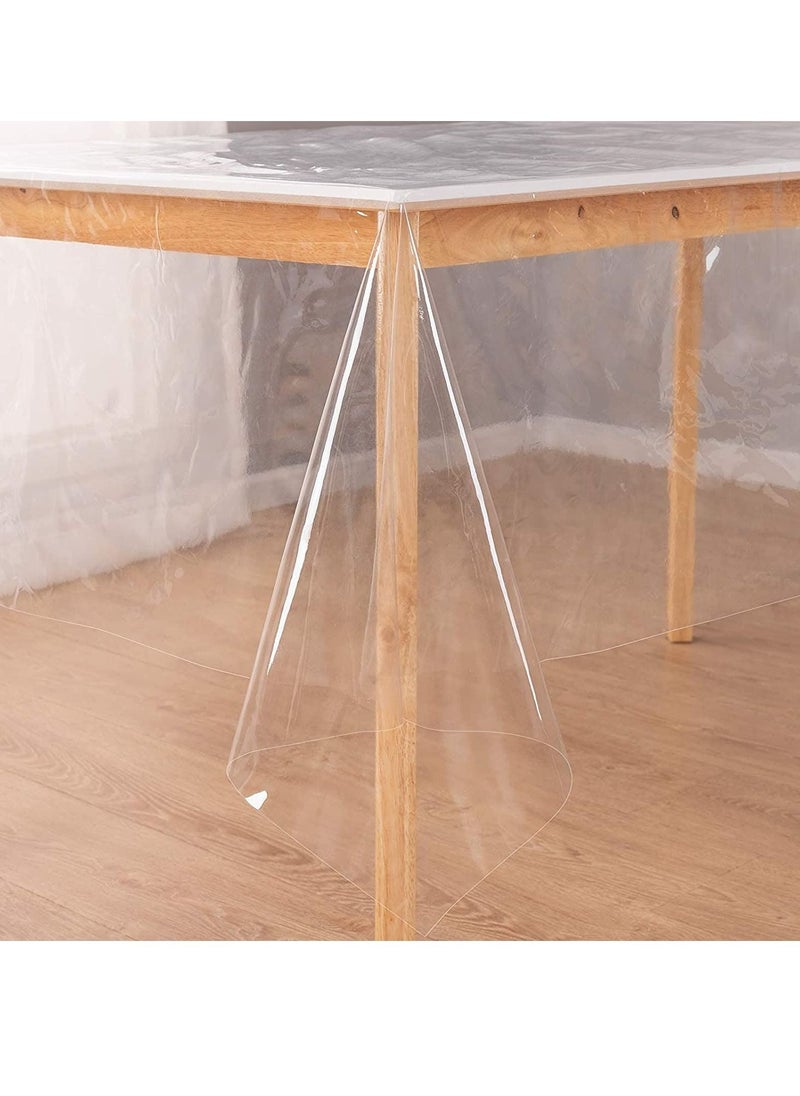 Captaintech Clear Plastic Tablecloth Protector Waterproof Rectangle Heavy Duty Vinyl Table Cover Oil Proof Wipeable Desk for Use Dining Parties Camping 54x86 Inch  - Image 1