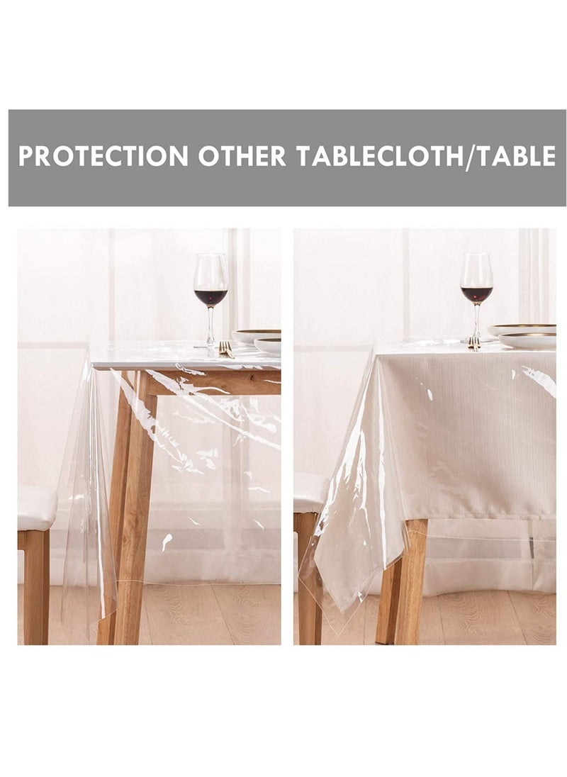 Captaintech Clear Plastic Tablecloth Protector Waterproof Rectangle Heavy Duty Vinyl Table Cover Oil Proof Wipeable Desk for Use Dining Parties Camping 54x86 Inch  - Image 3