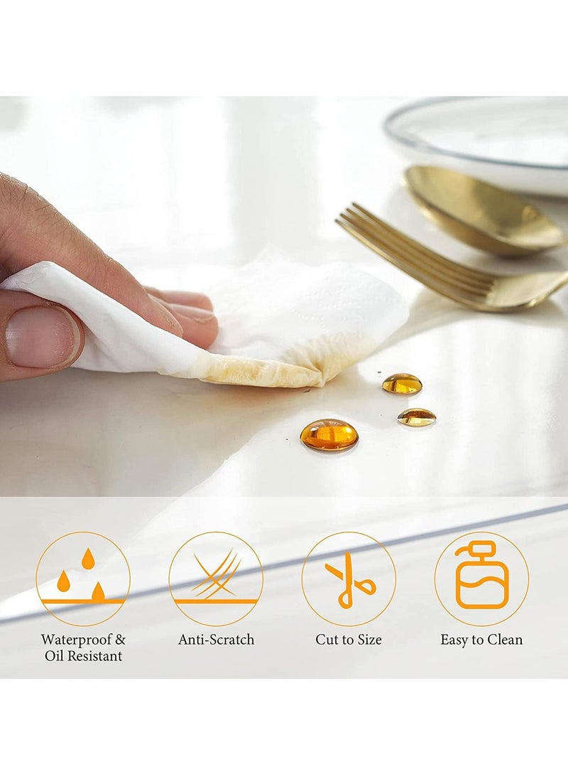 Captaintech Clear Plastic Tablecloth Protector Waterproof Rectangle Heavy Duty Vinyl Table Cover Oil Proof Wipeable Desk for Use Dining Parties Camping 54x86 Inch  - Image 4