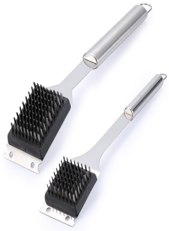 Edgnb 2 Pack Grill Brush and Scraper, 16.5” & 14” Wire BBQ Grill Brush for Outdoor Grill, 304 Stainless Steel Cleaning Brush BBQ Grill Accessories, Safe Grill Cleaner Brush-Ideal Gift for Men/Dad BBQ Brush - Image 1