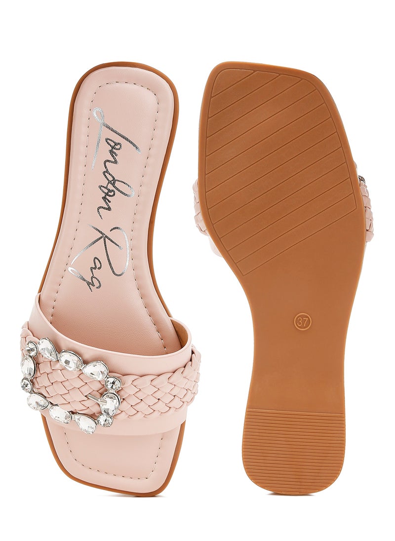 London Rag Diamante Flat Sandals in Pink  - Image 4