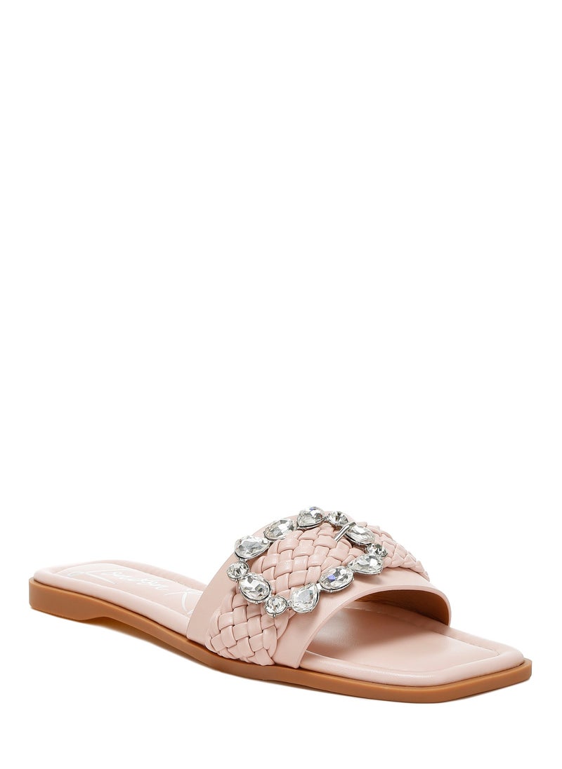 London Rag Diamante Flat Sandals in Pink  - Image 1