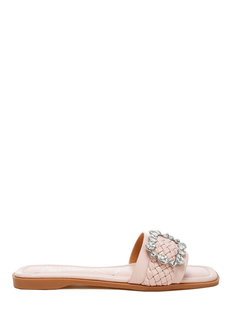 London Rag Diamante Flat Sandals in Pink  - Image 2