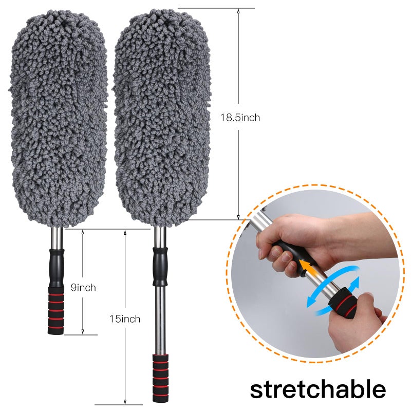 IPELY 3 Pack Large Microfiber Car Duster Exterior Scratch Free with Extendable, Car Duster Interior Multipurpose dust Cleaning - Image 2
