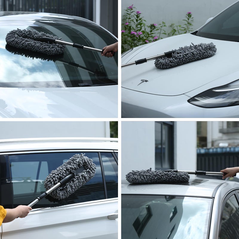 IPELY 3 Pack Large Microfiber Car Duster Exterior Scratch Free with Extendable, Car Duster Interior Multipurpose dust Cleaning - Image 4