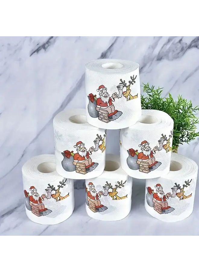 Festive Santa Claus Toilet Paper Roll 3.94x3.94 Inch Embossed Holiday Design - Image 2