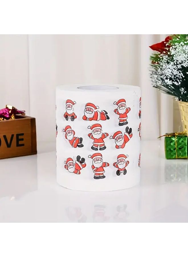 Festive Santa Claus Toilet Paper Roll 3.94x3.94 Inch Embossed Holiday Design - Image 1