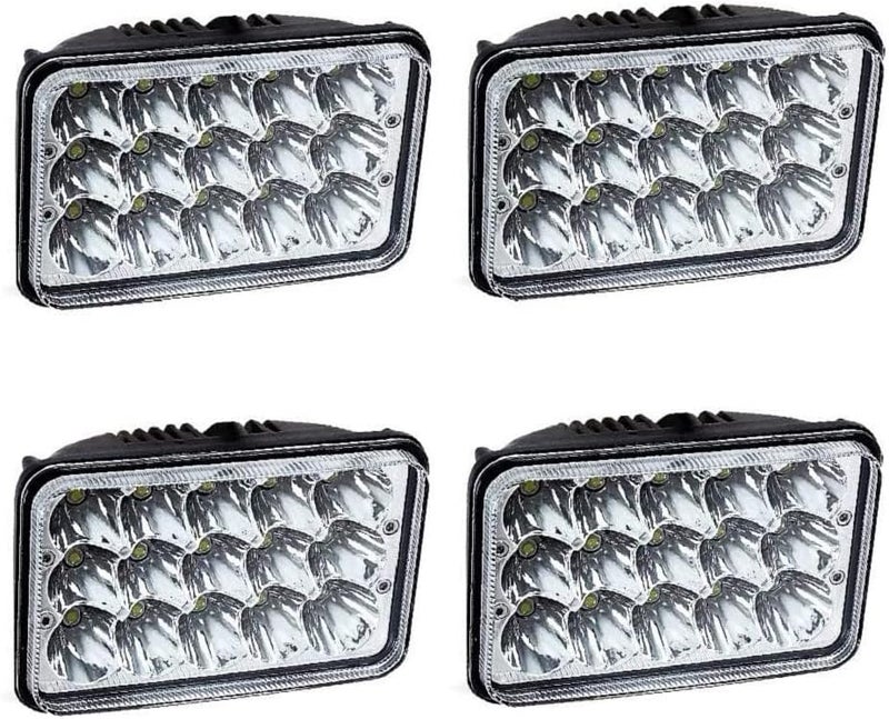 AMUNIESUN مصابيح أمامية LED معتمدة من DOT 4 قطع لسيارات ويسترن ستار 4900 وبيتر بيلت 357 378 - مجموعة استبدال شعاع عالي ومنخفض 4x6 بوصة - Image 1