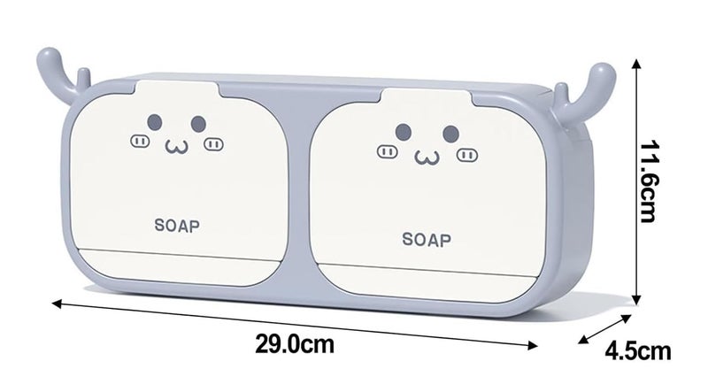 Cyrox Bathroom Shower Bathtub Kitchen Sink Accessory Soap Holder Tray with Lid Cover Detachable Drain Tray Wall Mounted Double Soap Holder (1Pcs) - Image 2