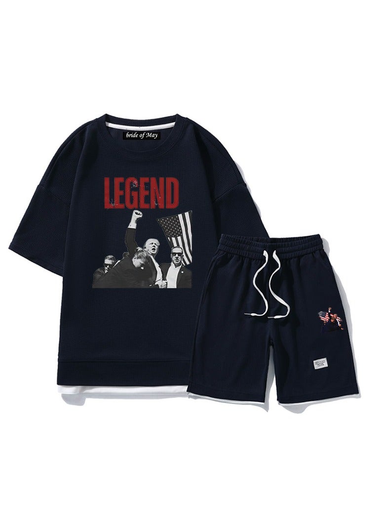KUYING New Trump Print Short Sleeved Shorts Set - Image 1