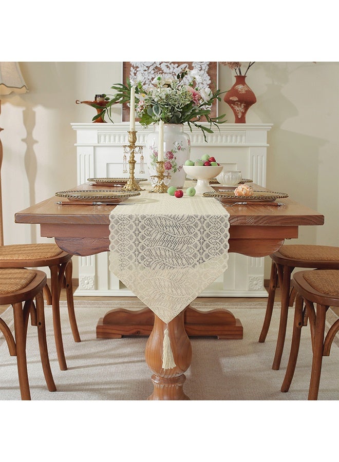 FLYROAD Table Runner with Tassels for Rustic Vintage Decor. Lace Table Runner Works Great As Table and Wedding Decor，30*183cm - Image 1
