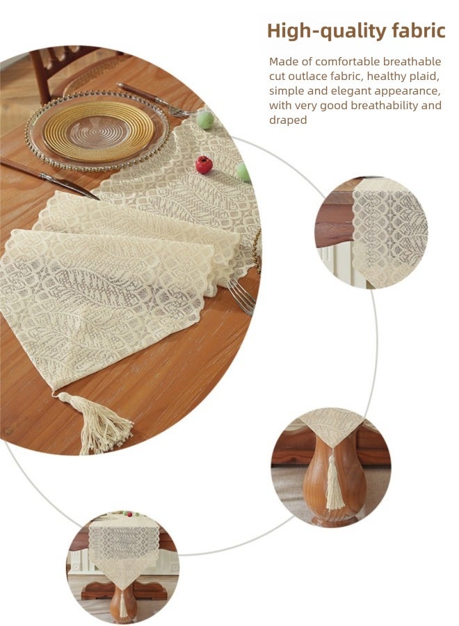 FLYROAD Table Runner with Tassels for Rustic Vintage Decor. Lace Table Runner Works Great As Table and Wedding Decor，30*183cm - Image 4