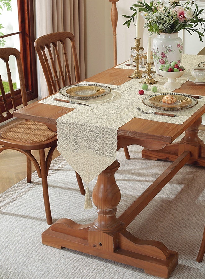 FLYROAD Table Runner with Tassels for Rustic Vintage Decor. Lace Table Runner Works Great As Table and Wedding Decor，30*183cm - Image 5