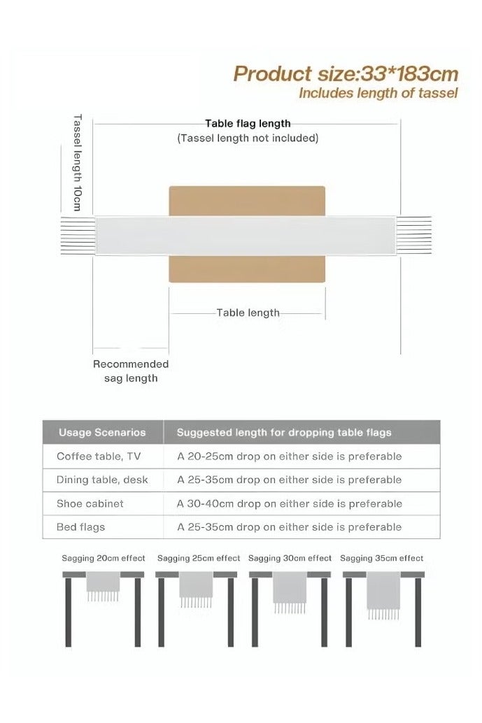 FLYROAD Table Runner with Tassels for Rustic Vintage Decor. Lace Table Runner Works Great As Table and Wedding Decor，30*183cm - Image 2