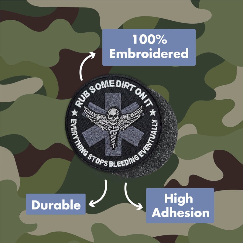 Laughing Lizards Rub Some Dirt On It Patch (2-Pack) | Funny Medic EMT Morale Patches for Backpacks, EMS Paramedic Military Patch for IFAK, Plate Carrier, Vest, Backpack, etc. - Image 2