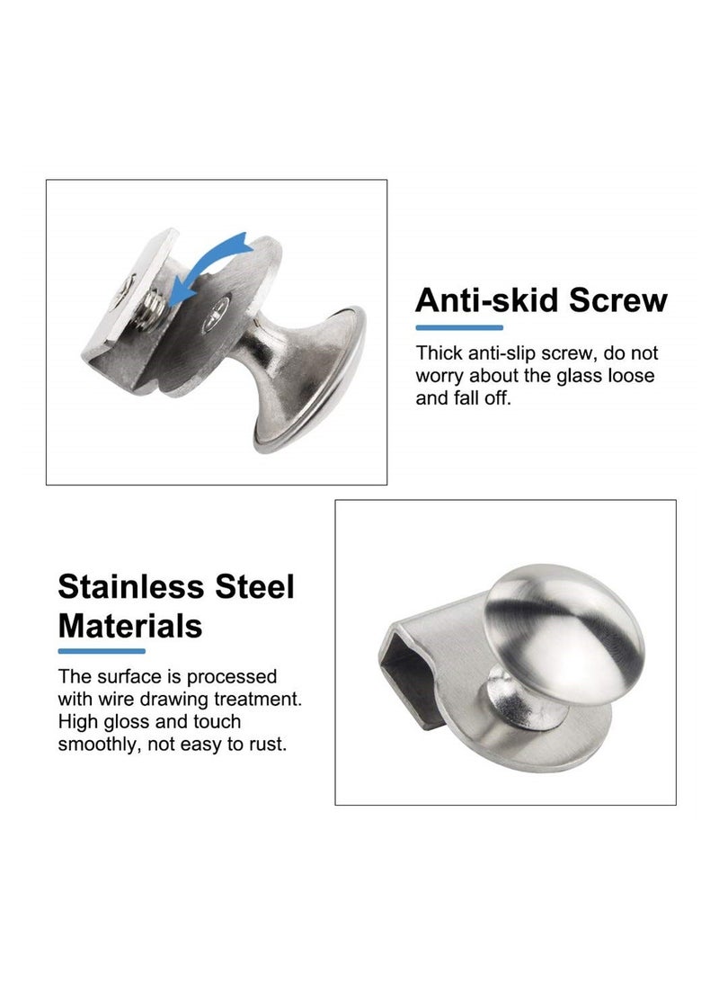 Glass Door Handle, 4 Pcs Stainless Steel Handle, No Drilling Door Clips Clamps Pulls Handles Knobs for Glass 5-8mm Showcase Furniture Glass Cabinets Drawer - Image 4