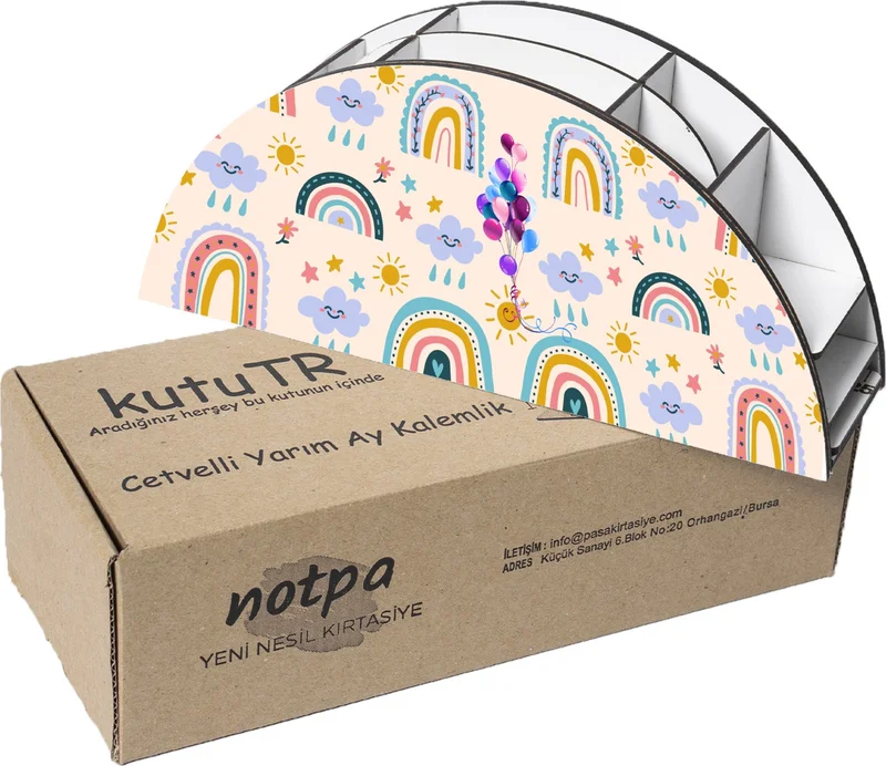 Notpa Wooden VIP Desktop Pen Holder Box with Balloon and Ruler Organizer for Children VIP40