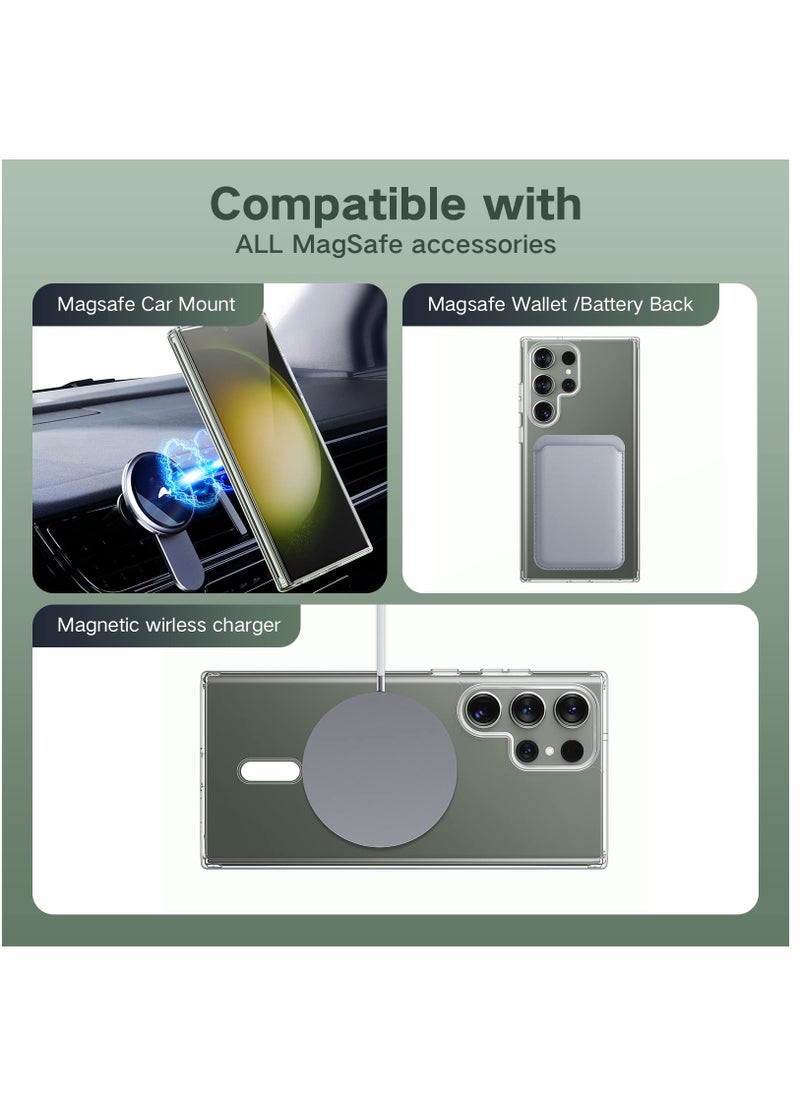 BORTONY Samsung Galaxy S24 Ultra Magsafe Case Support Wireless Charging Slim Thin Magnetic Cover Anti Scratch Shockproof Hard Transparent Phone Case Compatible with Samsung Galaxy S24 Ultra 6.8 Inch  - Image 3