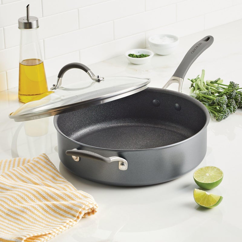 Circulon A1 Series with ScratchDefense Technology Nonstick Induction SautÃ© Pan with Helper Handle and Lid, 5 Quart, Graphite - Image 2