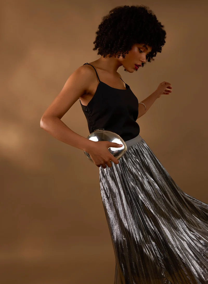 بلو فانيلا Metallic Pleated Tulle Skirt