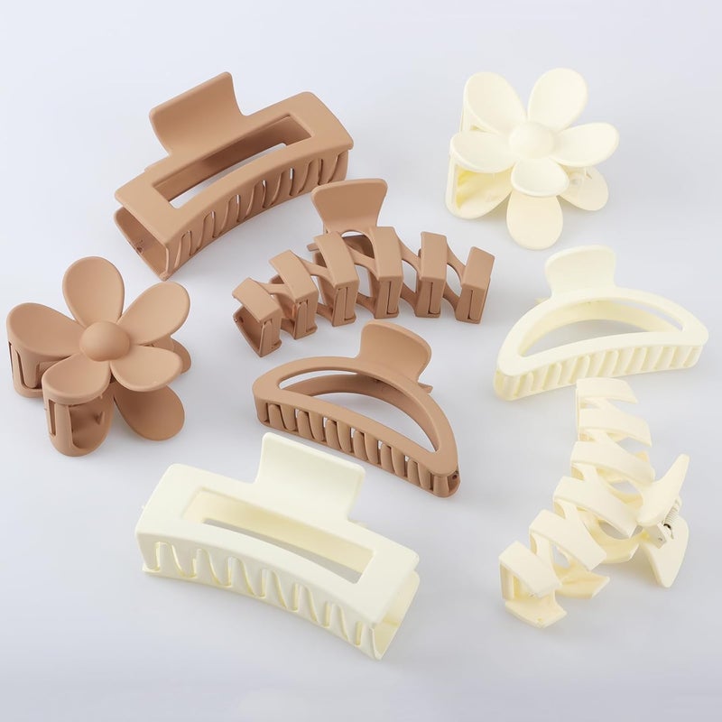Hexwell Hair Clips for Women Flower Shape Large Claw Clips for Thick Hair Ponytail Butterfly Banana Clips Nonslip Strong Hold Claw Clip for Women and Girls Fashion Hair Styling Accessories Muti - Image 1