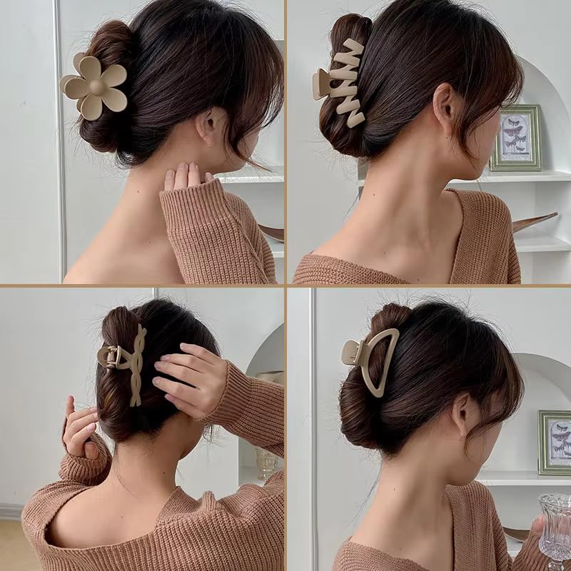 Hexwell Hair Clips for Women Flower Shape Large Claw Clips for Thick Hair Ponytail Butterfly Banana Clips Nonslip Strong Hold Claw Clip for Women and Girls Fashion Hair Styling Accessories Muti - Image 5