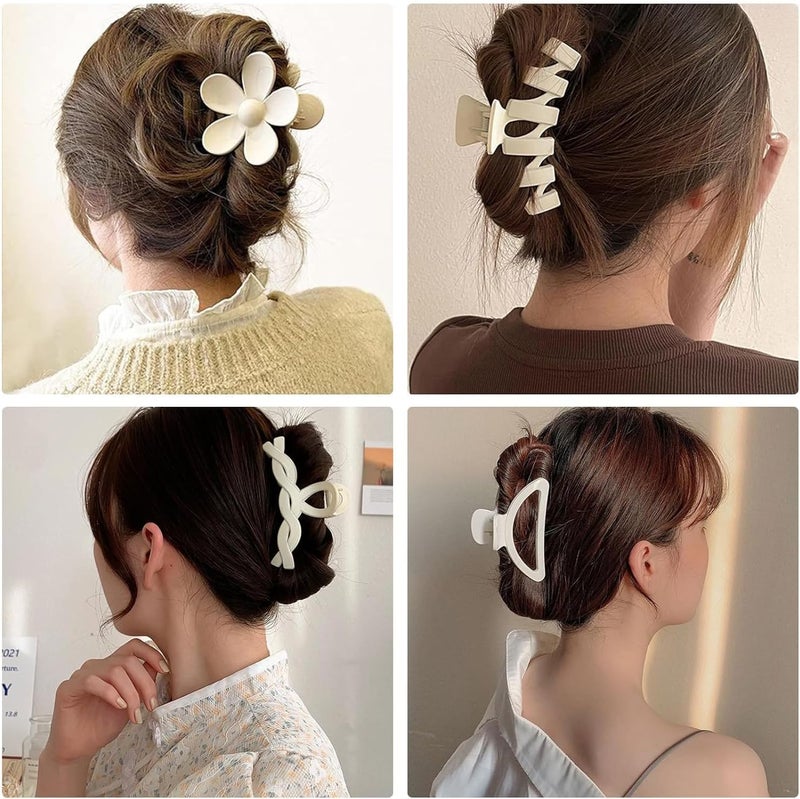 Hexwell Hair Clips for Women Flower Shape Large Claw Clips for Thick Hair Ponytail Butterfly Banana Clips Nonslip Strong Hold Claw Clip for Women and Girls Fashion Hair Styling Accessories Muti - Image 4