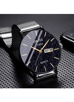 Generic Swiss Automatic Movement Mens Calendar Watch Mesh with starry sky men's [double calendar]] 