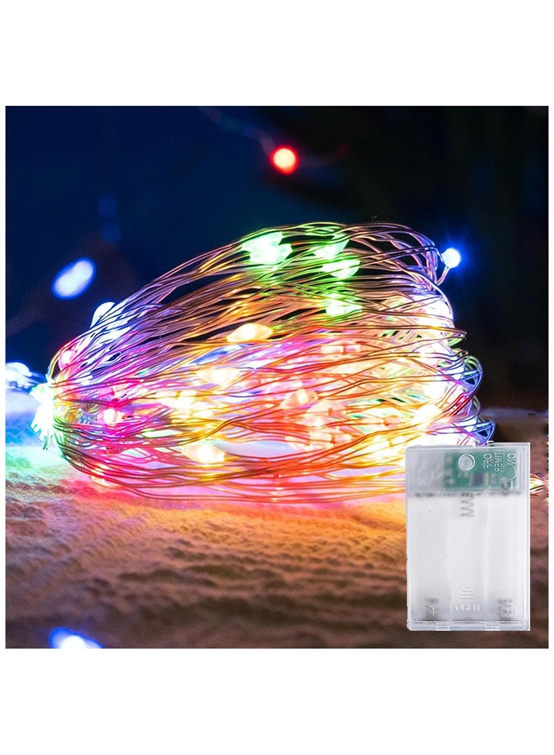 Chocisong 50LEDs Eid Fairy Lights, 5M Fairy Lihgts, Silver Wire, Battery Operated, 2 Modes, for Eid Party Home Decoration (Multicolor) - Image 1