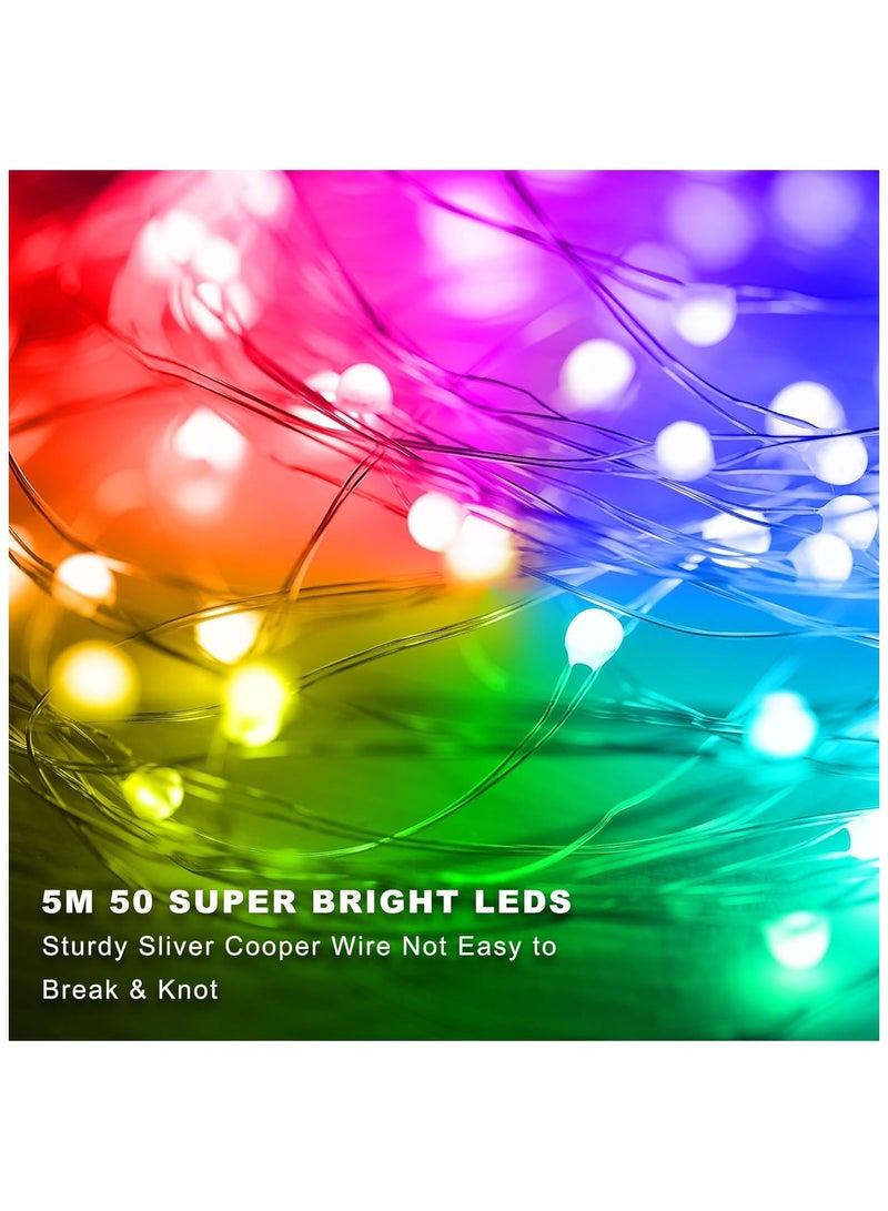 Chocisong 50LEDs Eid Fairy Lights, 5M Fairy Lihgts, Silver Wire, Battery Operated, 2 Modes, for Eid Party Home Decoration (Multicolor) - Image 3