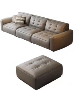 Comfynest Modern Standard Size Interface Faux Leather Sofa with Square Arm Set of 3 