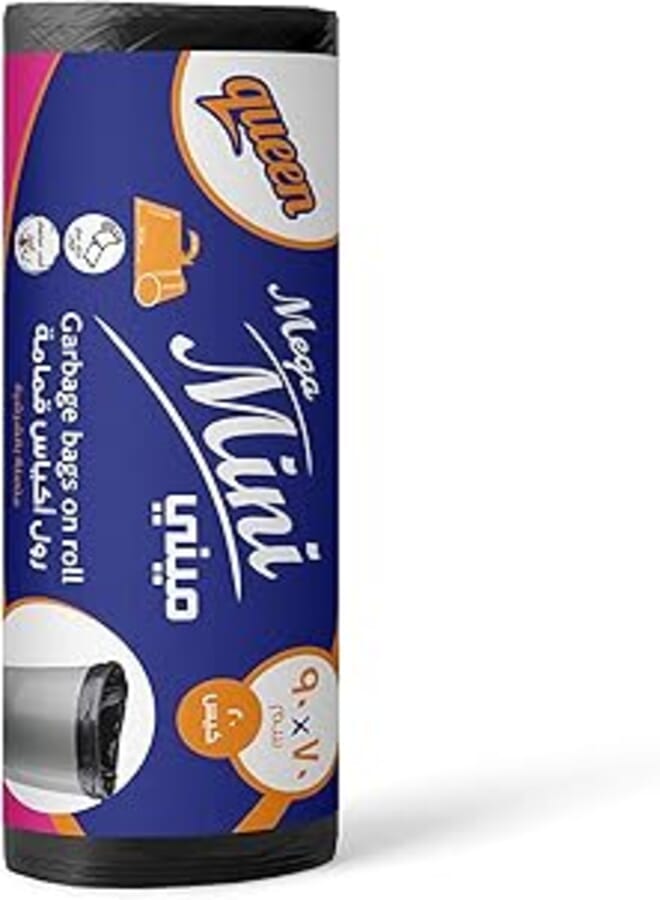Queen mega mini trash bags roll, black - 20 bags