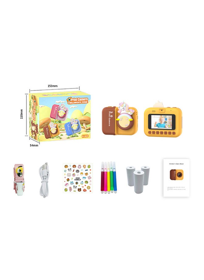 Generic D3 Children's Porofles Print Camera Instant Portable HD Digital Camera-Color:D3 Polaroid (yellow Brown 64g Memory Card)  - Image 1