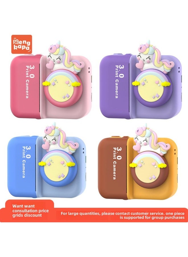 Generic D3 Children's Porofles Print Camera Instant Portable HD Digital Camera-Color:D3 Polaroid (yellow Brown 64g Memory Card)  - Image 2