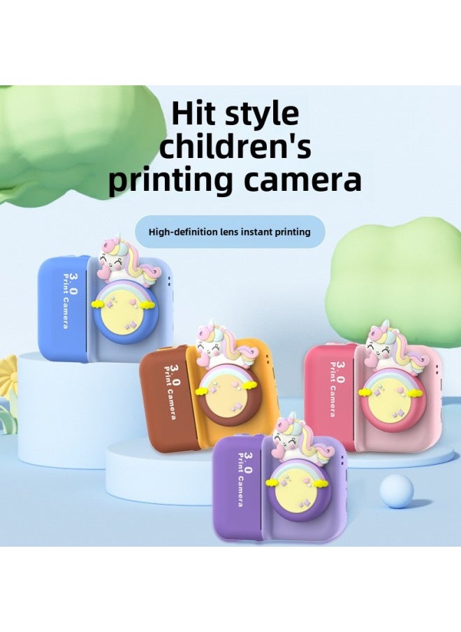 Generic D3 Children's Porofles Print Camera Instant Portable HD Digital Camera-Color:D3 Polaroid (yellow Brown 64g Memory Card)  - Image 3