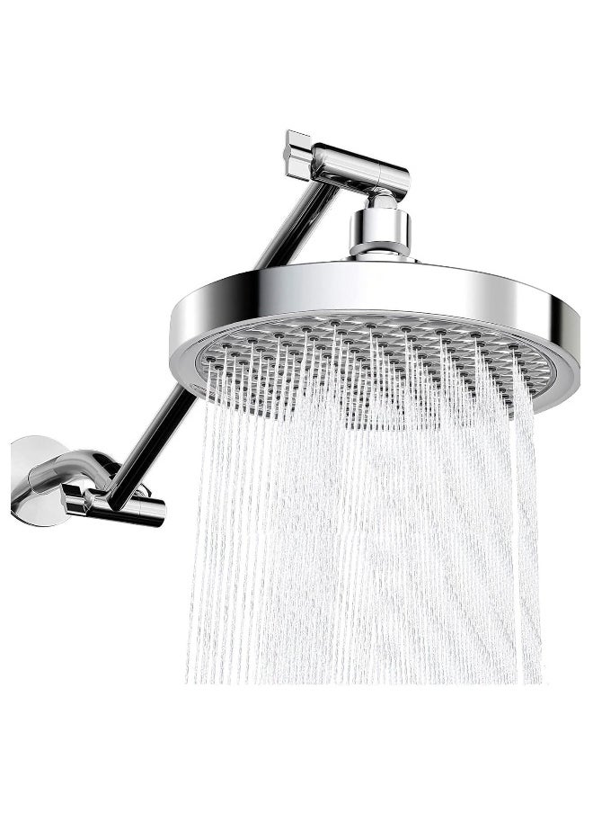 Generic - 6 Inch Rain Shower Head, High Pressure Rainfall Shower Head with Chrome Finish, Adjustable Replacement for Your Bathroom Shower Heads, Anti-Clogging Silicone Nozzles - Image 1