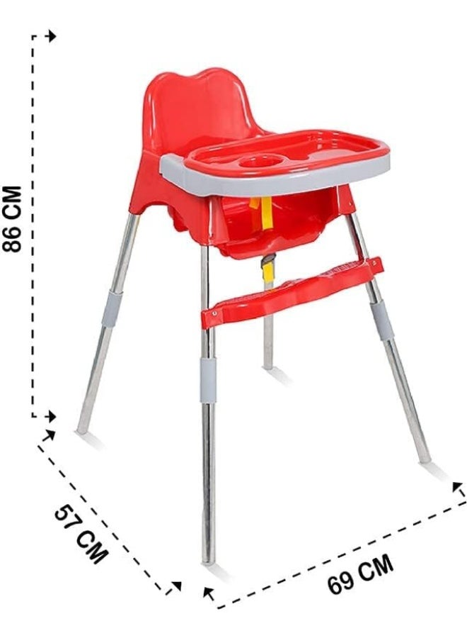 ESQUBE Esqube Spotty Baby Feeding Chair And Kids Dining High Chair with Foot Rest And Tray Red Color  - Image 4