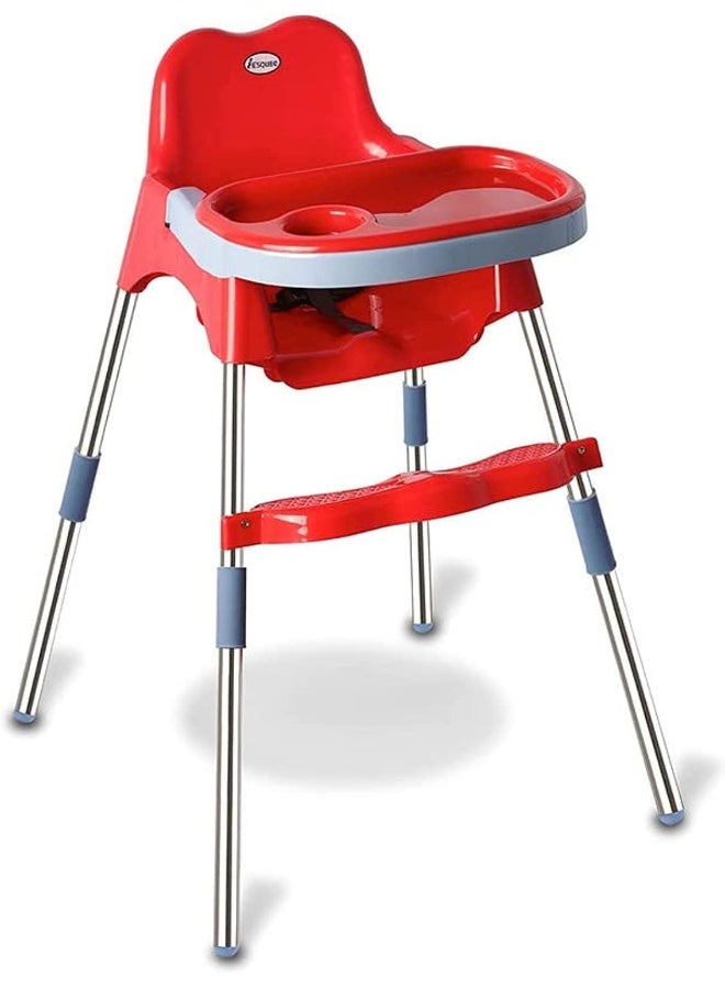 ESQUBE Esqube Spotty Baby Feeding Chair And Kids Dining High Chair with Foot Rest And Tray Red Color  - Image 1