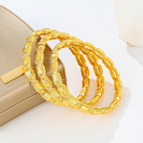 Ethlyn Birthday Gifts for her Gold Color Bangles Bracelet Jewelry for Mothers Day Valentines Anniversary Mom Wife Girlfriend （3pcs/lot） (MY1602) - Image 3