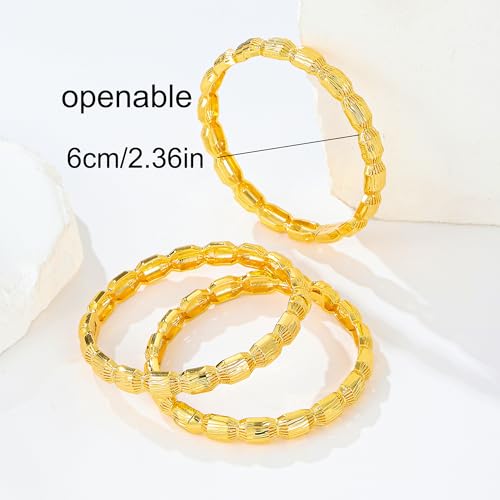 Ethlyn Birthday Gifts for her Gold Color Bangles Bracelet Jewelry for Mothers Day Valentines Anniversary Mom Wife Girlfriend （3pcs/lot） (MY1602) - Image 2