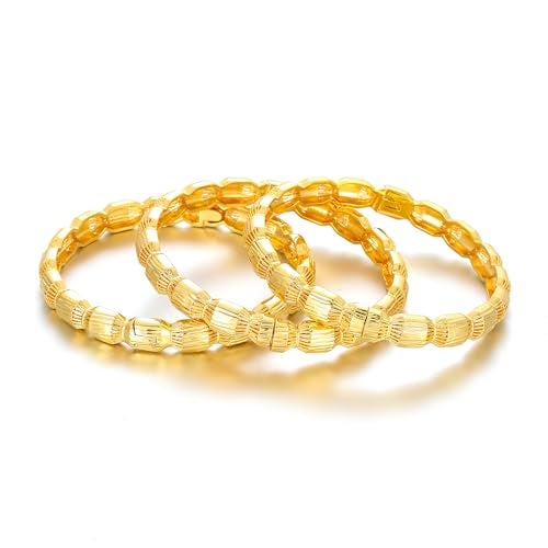 Ethlyn Birthday Gifts for her Gold Color Bangles Bracelet Jewelry for Mothers Day Valentines Anniversary Mom Wife Girlfriend （3pcs/lot） (MY1602) - Image 1
