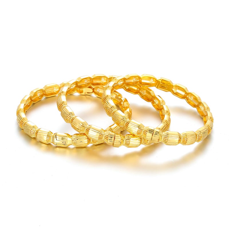 Ethlyn Birthday Gifts for her Gold Color Bangles Bracelet Jewelry for Mothers Day Valentines Anniversary Mom Wife Girlfriend （3pcs/lot） (MY1602) - Image 5