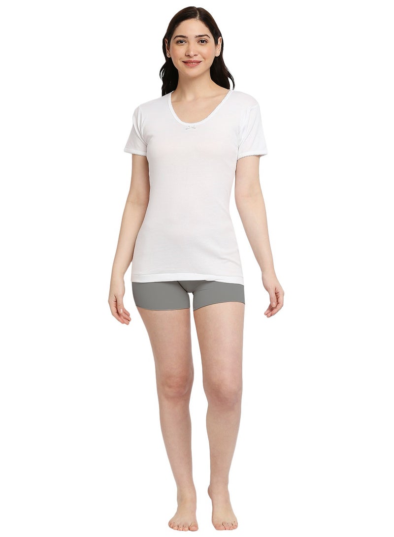 BYC WOMEN'S COTTON UNDERSHIRT - WHITE  - Image 1