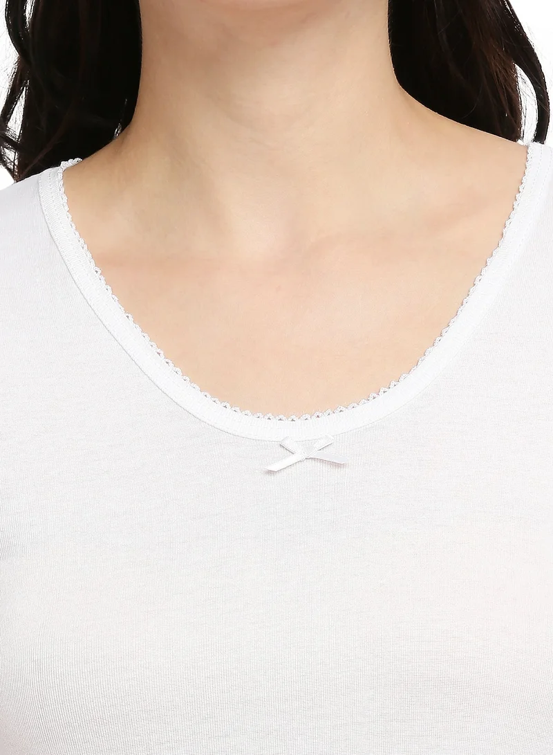 Byc WHITE Womens 100% Combed Cotton Undershirt, Seamless No-Stitch Sides, Soft Skin-Friendly Inner Tshirt (1PC PACK) - White for Women | Best Price UAE